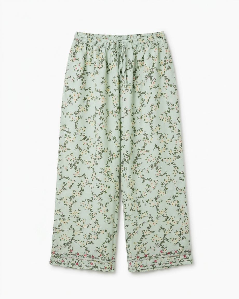 Straight Pajama Green Floral