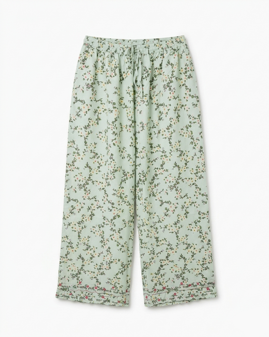 Straight Pajama Green Floral