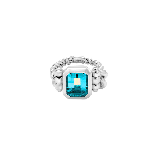 Blue Topaz Curb Chain Ring
