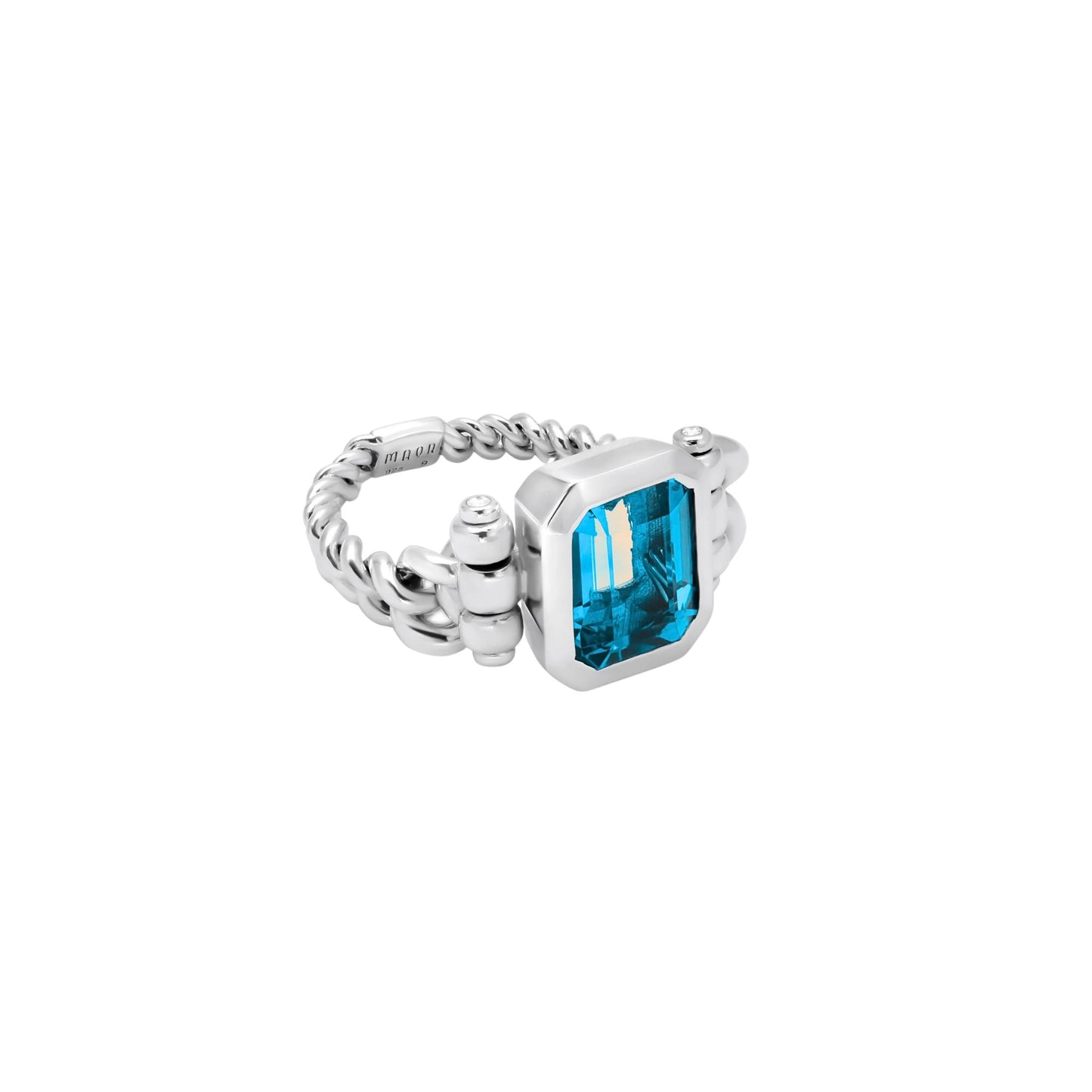 Blue Topaz Curb Chain Ring