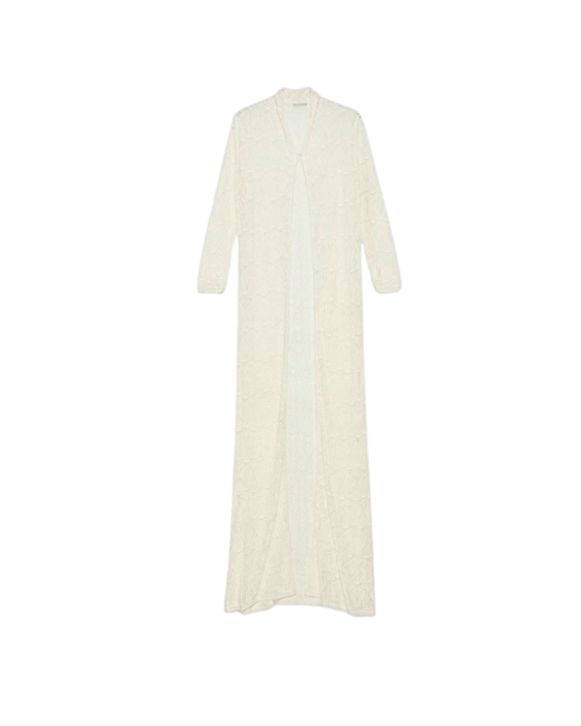 Point Long Cardigan Coverup Off White