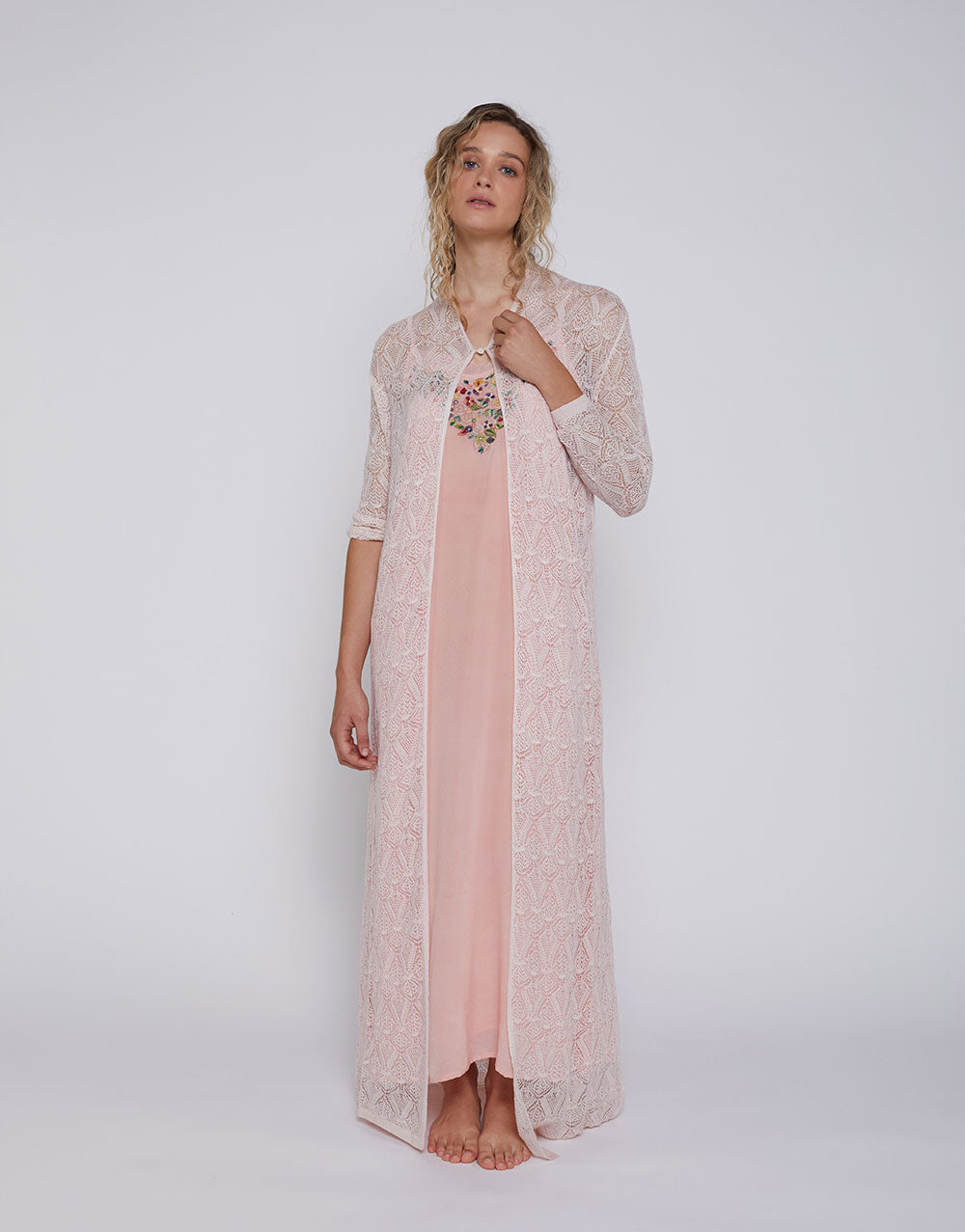 Point Long Cardigan Coverup Off White