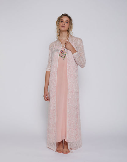 Point Long Cardigan Coverup Off White