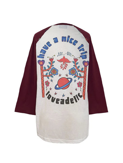 Baseball Tee Tripping Out Burgundy