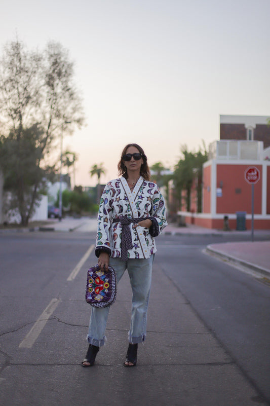 White Galaxy Patchwork Kimono