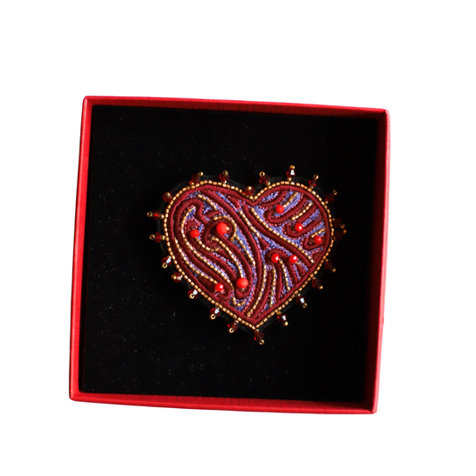 Heart Brooch Burgundy