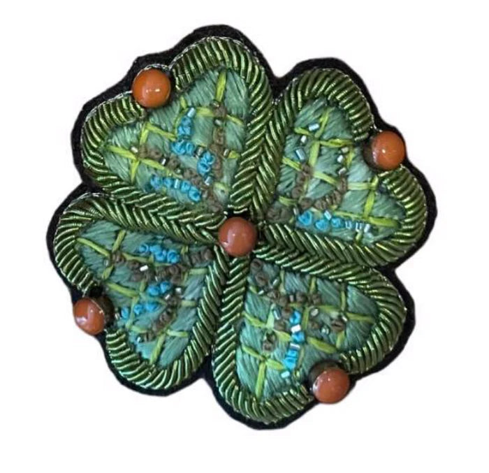 Love Flower Brooch Green