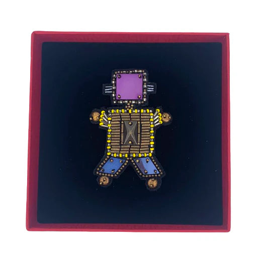 Robot Brooch Purple