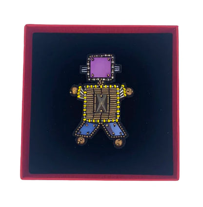 Robot Brooch Purple