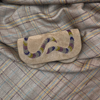Snake Glasses Case Beige Suede