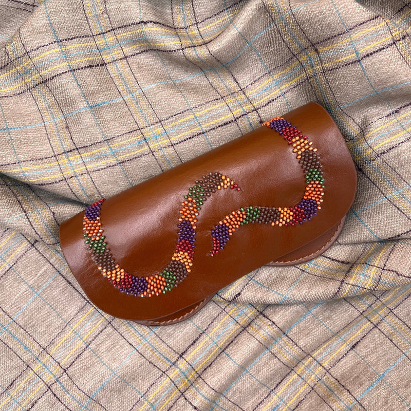 Snake  Glasses Case Brown