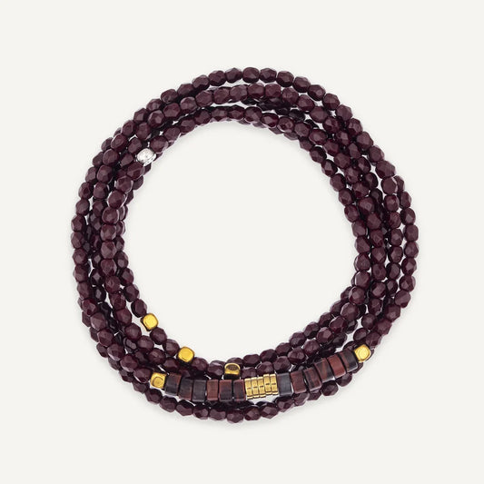 Nadege Bracelet Necklace Burgundy