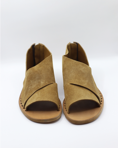 Itaca 046 Suede Peep Toe Shoes Brown
