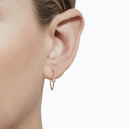 One Stone Hoop Diamond Single Earring