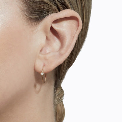 One Stone Hoop Diamond Single Earring