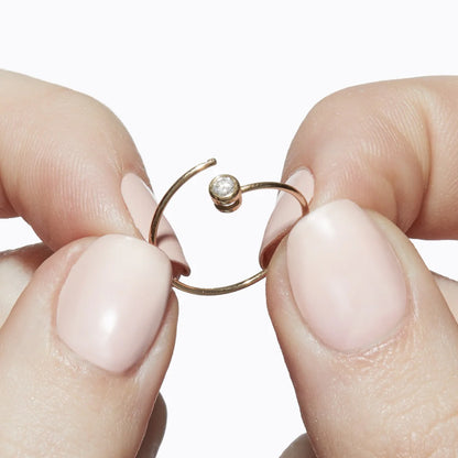One Stone Hoop Diamond Single Earring