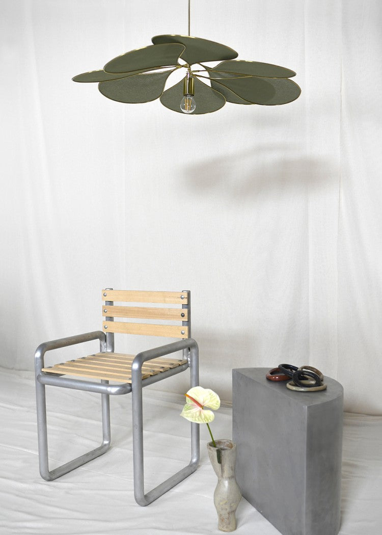 Pale Precious Floral Pendant Light Olive