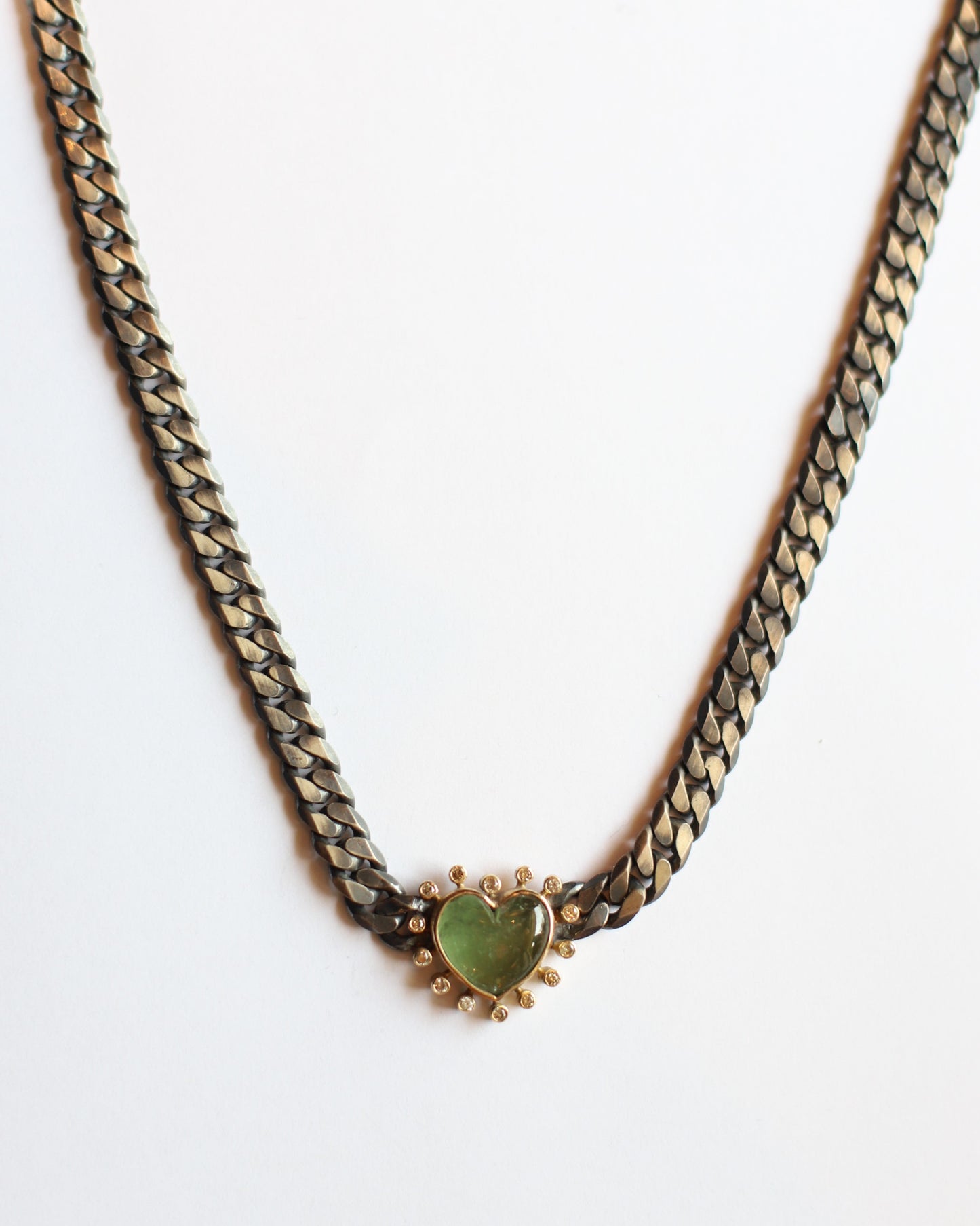 Green Tourmaline Heart Necklace