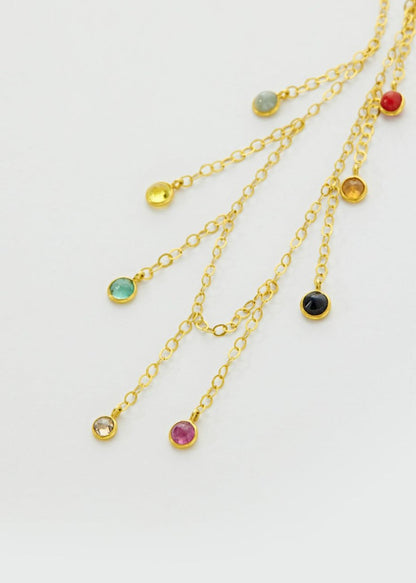 Navaratna Fringe on Sequin Chain Necklace