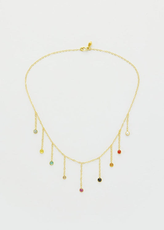 Navaratna Fringe on Sequin Chain Necklace