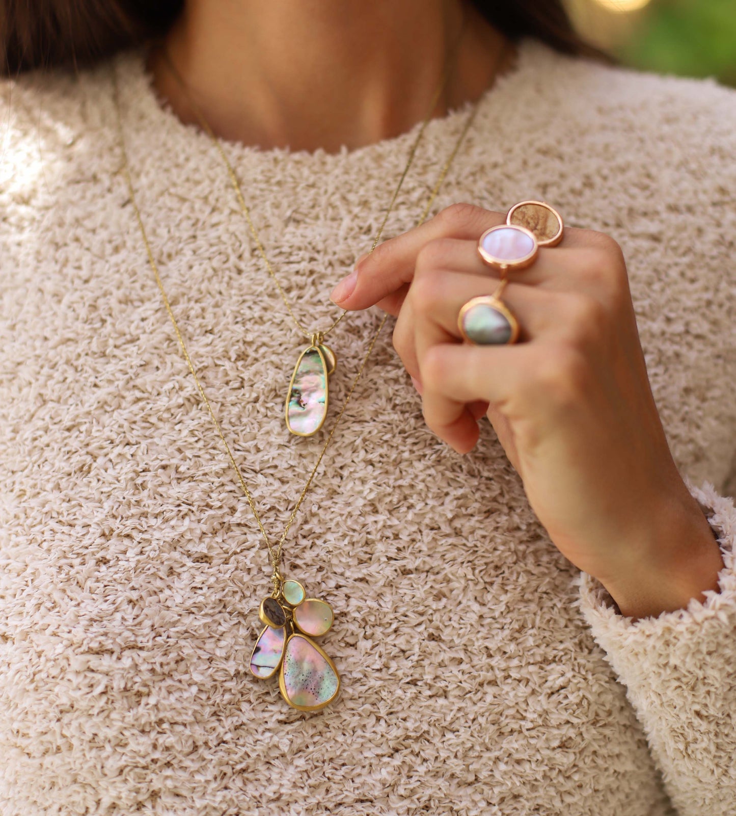 Venus Abalone Shells Cluster Necklace Large