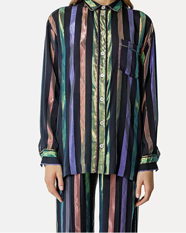 Pyjama Shirt in Iridescent Silk Habotai