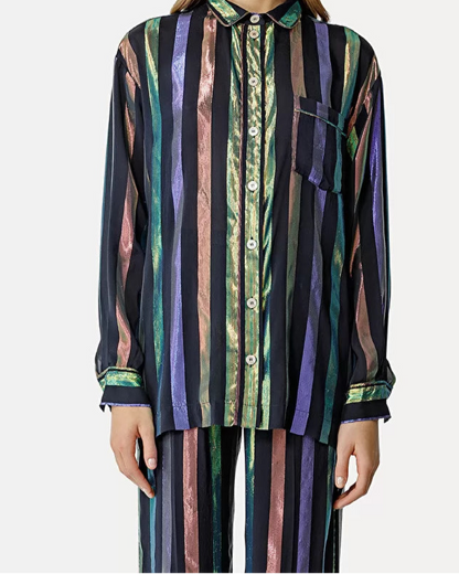 Pyjama Shirt in Iridescent Silk Habotai