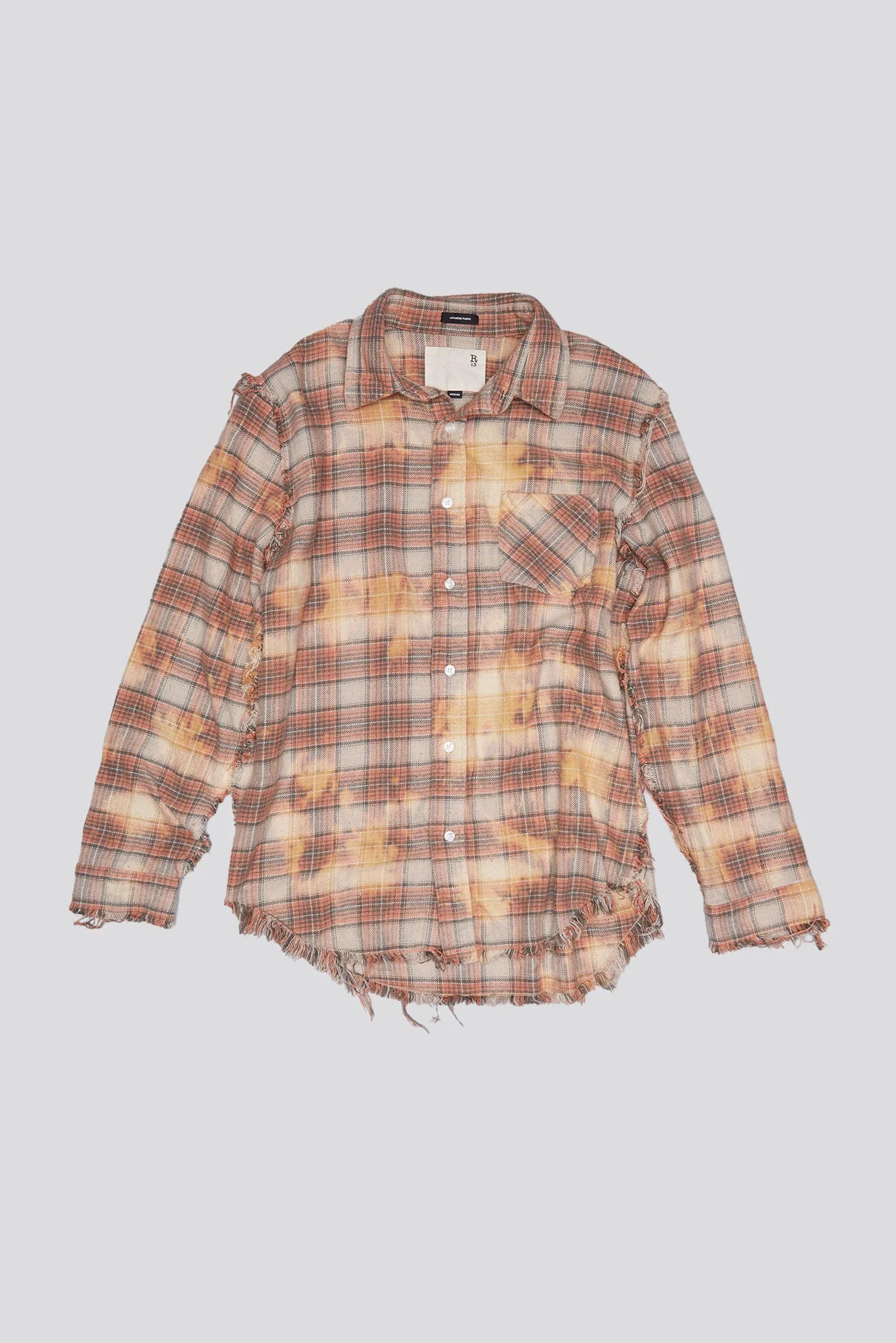 Orange Plaid Shredded Seam Shirt