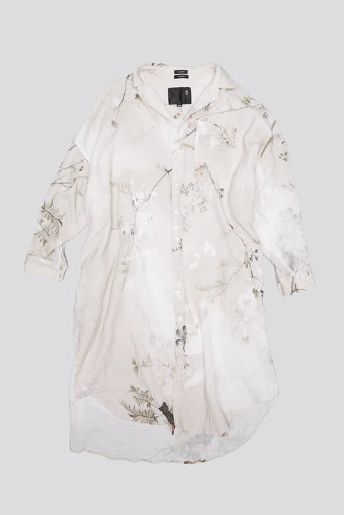 Cream Bleached Floral Jumbo Shirtdress