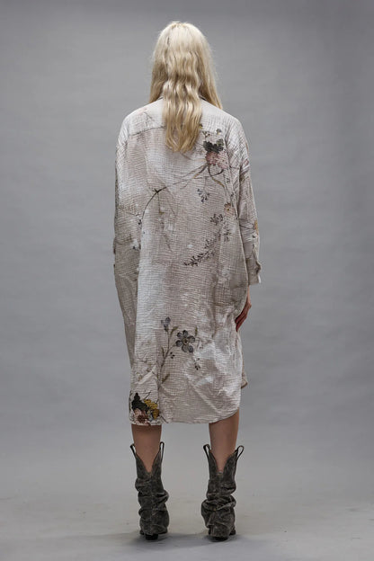 Cream Bleached Floral Jumbo Shirtdress