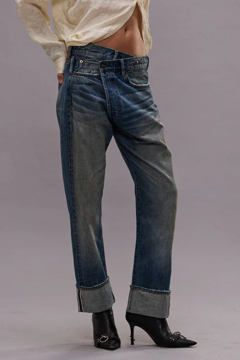 Cuffed Crossover Jeans Selvedge Blue