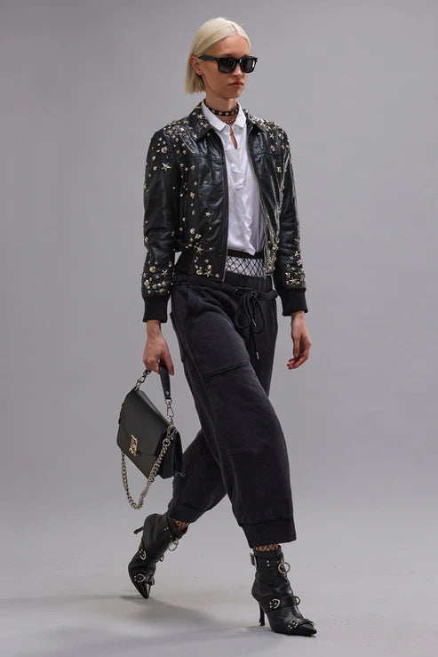 Deconstructed Cropped Sweatpant Black