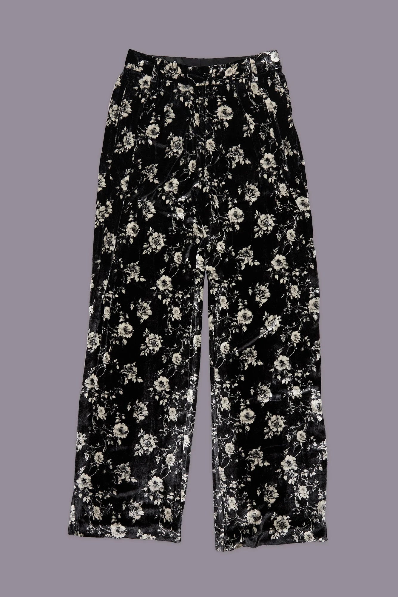 Double Pleat Trouser Black Floral