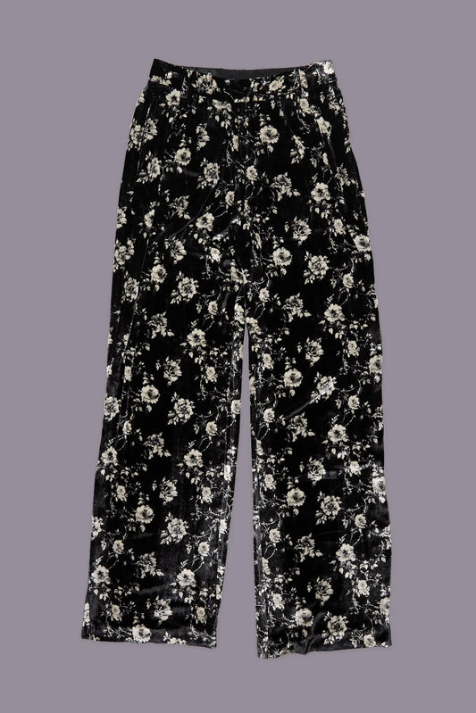 Double Pleat Trouser Black Floral