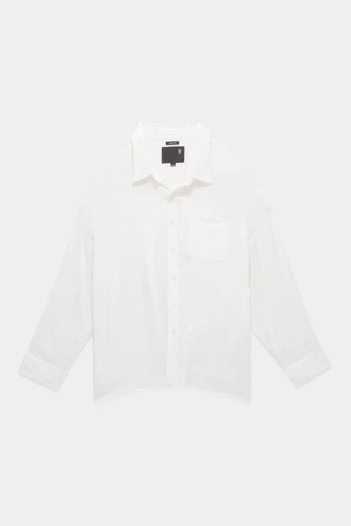 Drop Neck White Oxford Shirt