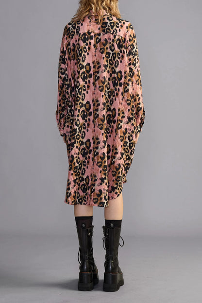 Jumbo Shirtdress Pink Leopard