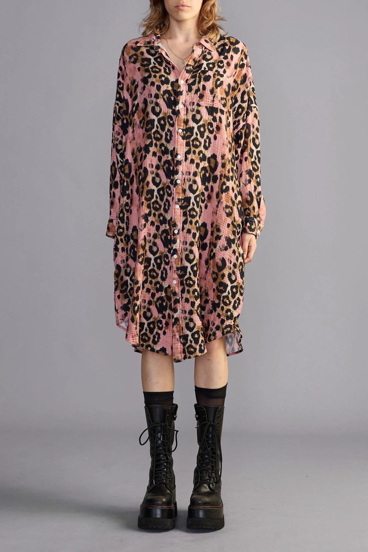Jumbo Shirtdress Pink Leopard