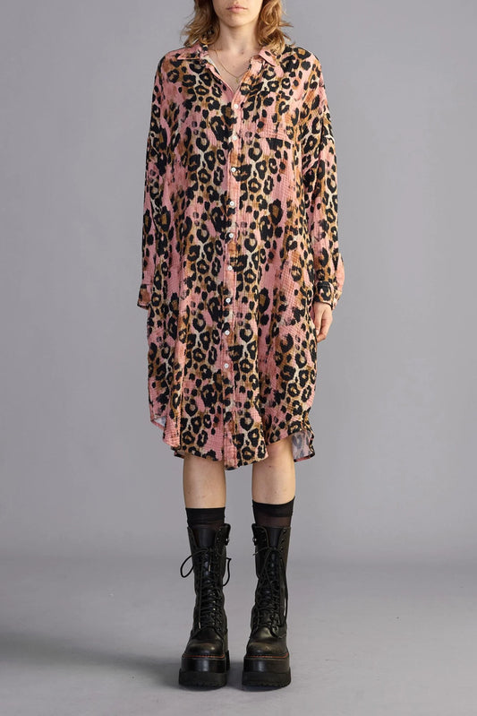 Jumbo Shirtdress Pink Leopard