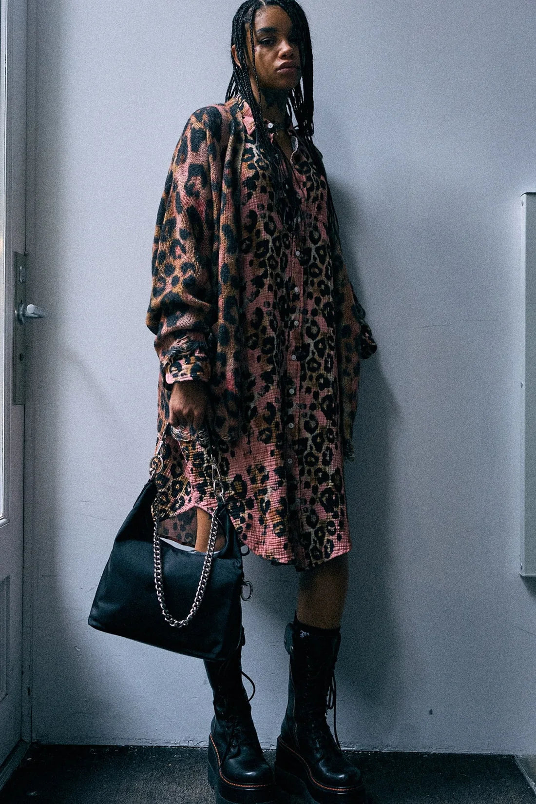 Jumbo Shirtdress Pink Leopard