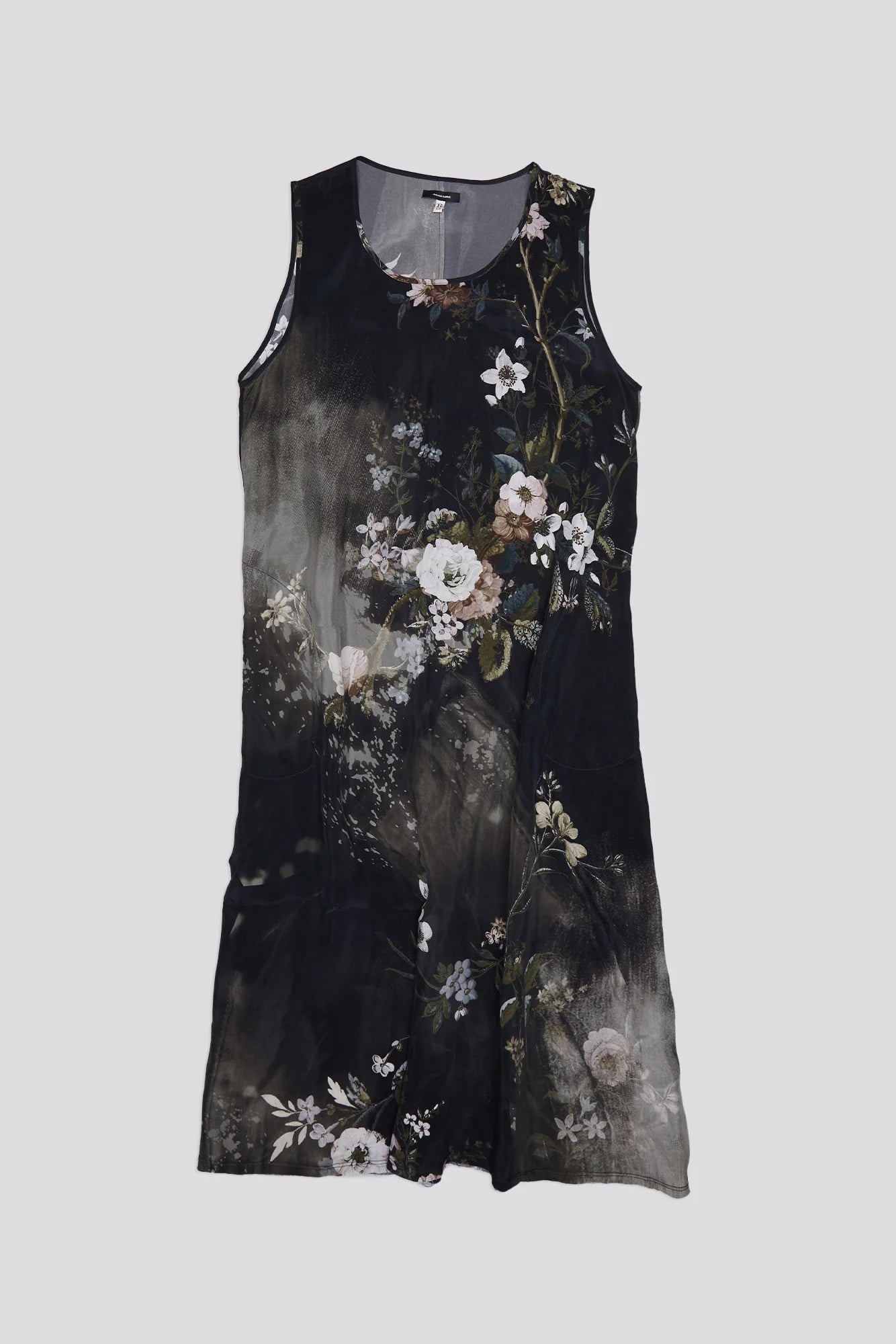 Bleached Black Floral Sleeveless Midi