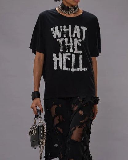 "What the hell relaxed" Tee Black
