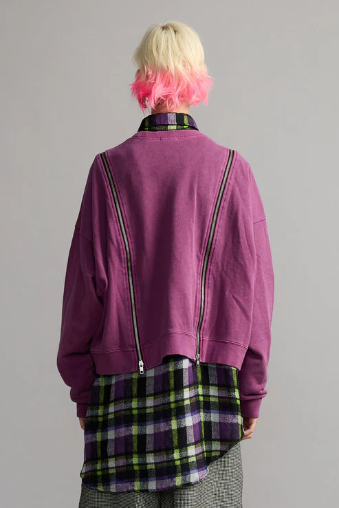 Zippered Crewneck Purple Plum