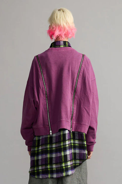 Zippered Crewneck Purple Plum