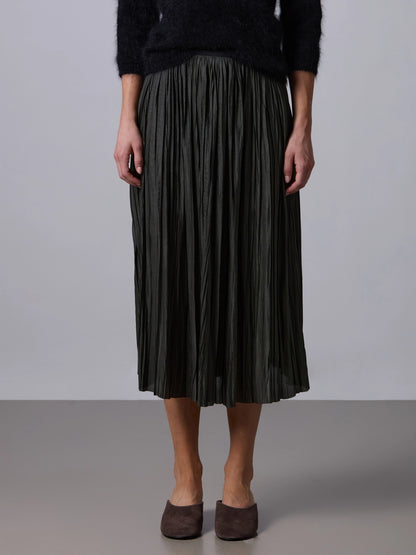 Plissé Midi Skirt Green