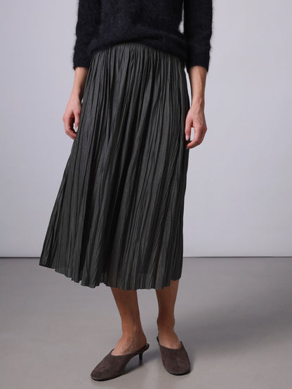 Plissé Midi Skirt Green