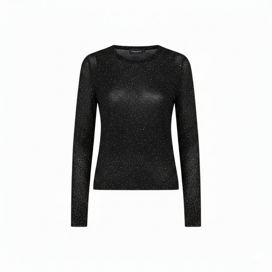 Pullover Crewneck with Micro Sequin Black