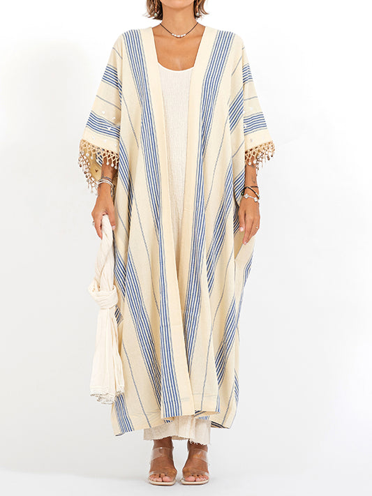 Sarma Midi Bisht with Pockets Yellow/Blue