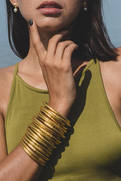 Gold Kumali Mantra Thick Bracelet