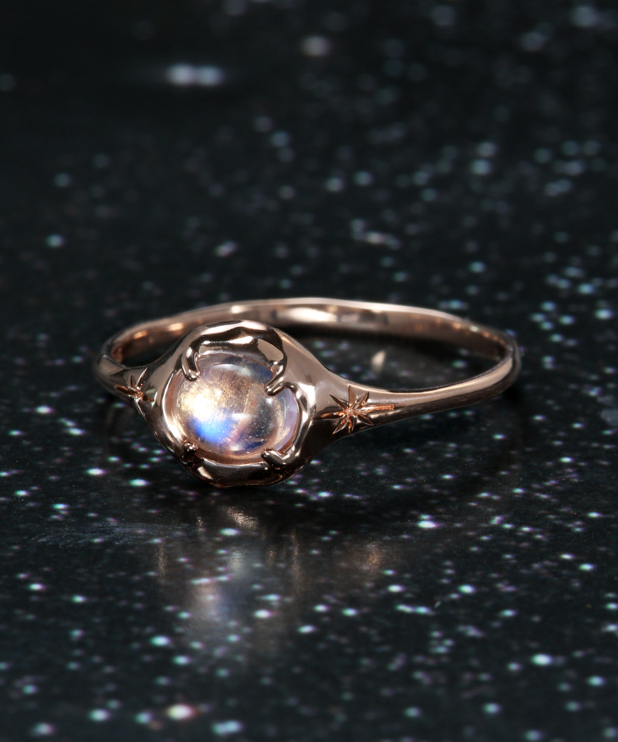 Rainbow Moon Silhouette Ring