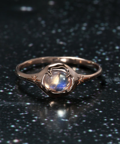 Rainbow Moon Silhouette Ring